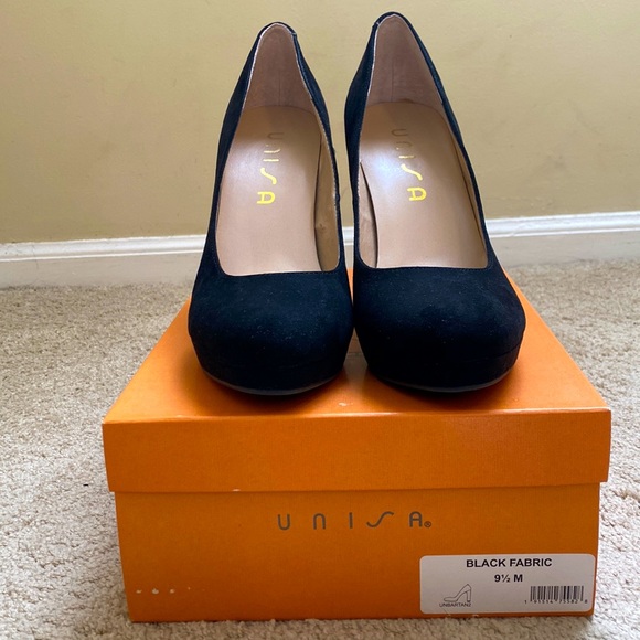 Unisa Black Faux Suede Thin Block Heels, 9.5 - Picture 2 of 8